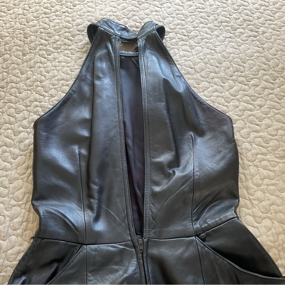 Black Leather Halter Dress - Picture 2 of 16